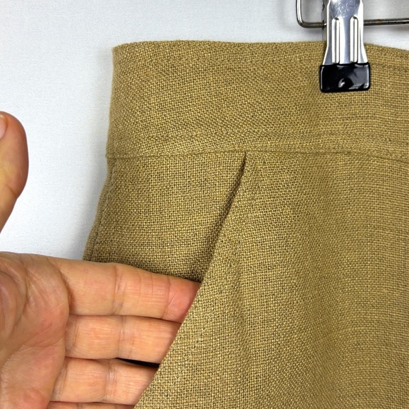 Lauren Ralph Lauren Womens 100% Linen Pencil SkirSz 14 Tan Button Natural Preppy - Picture 5 of 11